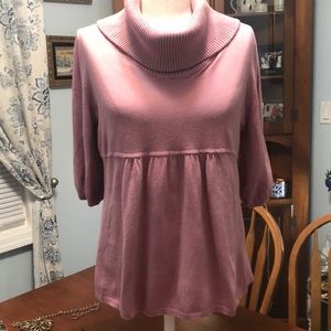 Super soft empire waste cowl neck sweater in dusty pink from Ann Taylor Loft XL